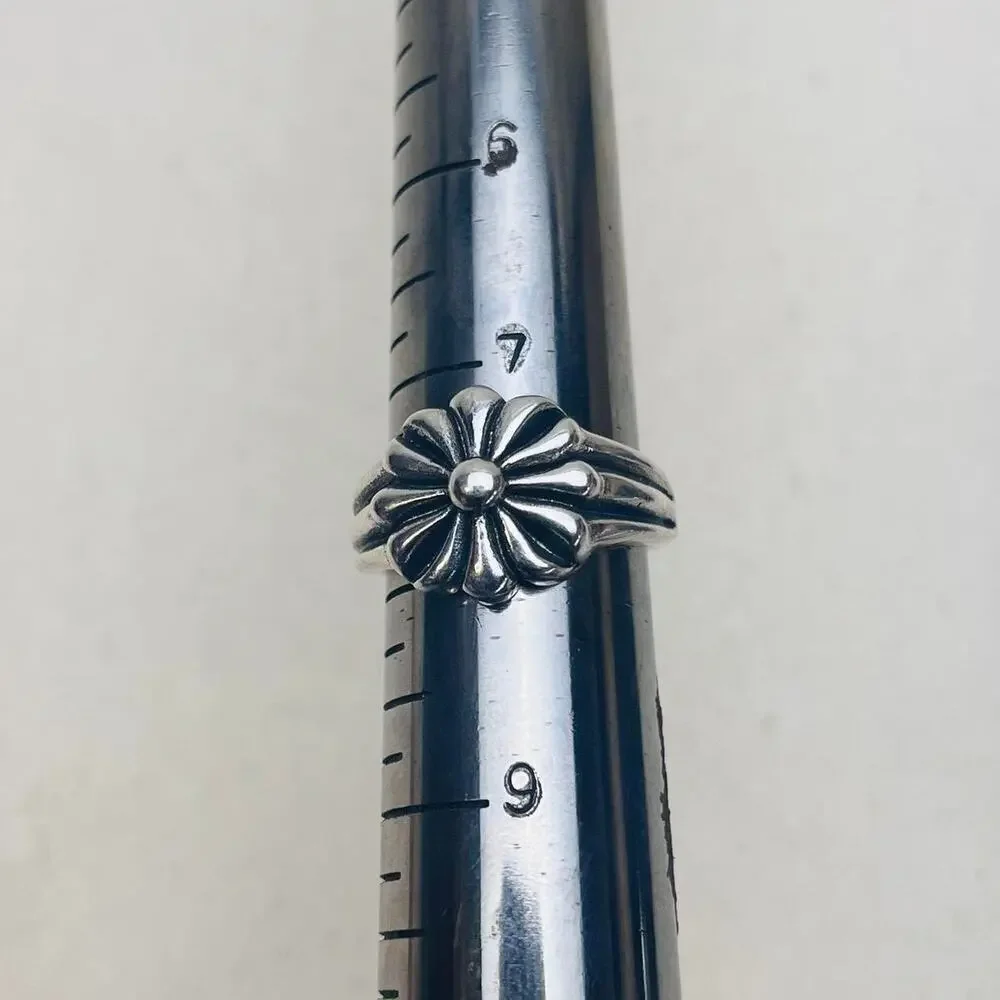 Y2k grunge silver gothic flower
